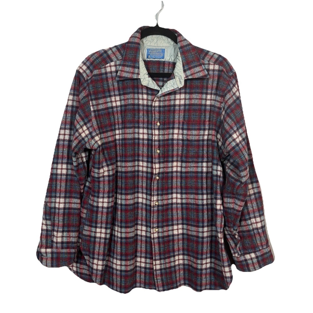 Pendleton Vintage Shirt Mens XL Wool Board Flannel Red Blue Plaid Button-Up